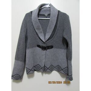 MARY FIRENZE MADE IN ITALY SIZE M SWEATER BUCKLE CLOSURE WOOL BLEND GRAY BLACK